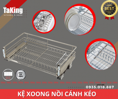 Kệ xoong nồi nan dẹt cánh kéo 800 TaKing