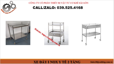 XE ĐẨY INOX Y TẾ 2 TẦNG