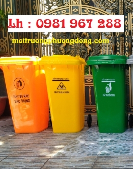 Thùng rác 120 lít màu vàng y tế