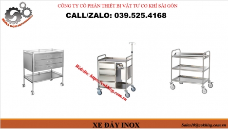 XE ĐẨY INOX 3 TẦNG CÓ HỘC KÉO