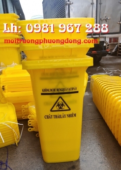 Thùng rác 120 lít màu vàng y tế