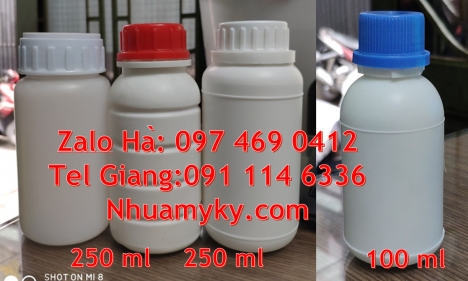 Chai 30ml đựng mẫu thử, bình nhựa 0.5 lít,chai nhựa 50ml đựng nông dược, chai 100ml nắp xé, Chai 500