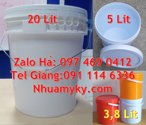 Vỏ thùng đựng sơn 20 lít, Vỏ thùng đựng sơn 22 lít Thùng nhựa vuông Giá bán Xô nhựa 3.8 li