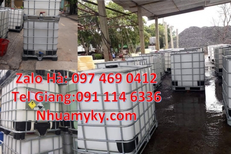 Tank IBC 1000L, mua bồn nhựa 1000 lít, Thùng nhựa 1000 lít cũ, Bồn đựng hóa chất, Tank nhựa trắng 1