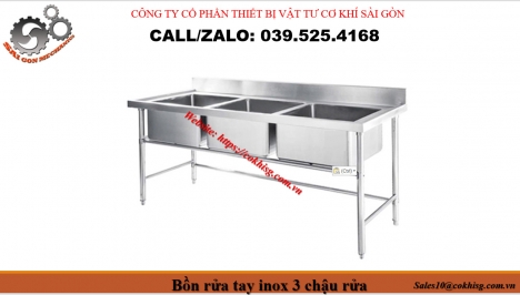 BỒN RỬA TAY INOX 3 CHẬU RỬA