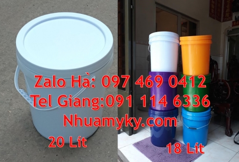 Vỏ thùng đựng sơn 20 lít, Vỏ thùng đựng sơn 22 lít Thùng nhựa vuông Giá bán Xô nhựa 3.8 li