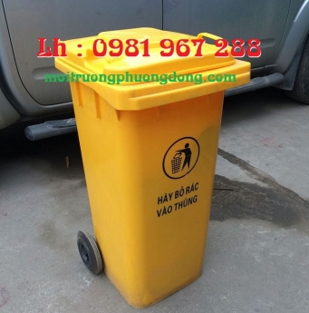 Thùng rác 120 lít màu vàng y tế