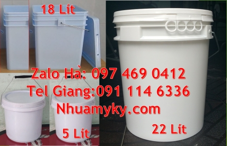 Vỏ thùng đựng sơn 20 lít, Vỏ thùng đựng sơn 22 lít Thùng nhựa vuông Giá bán Xô nhựa 3.8 li