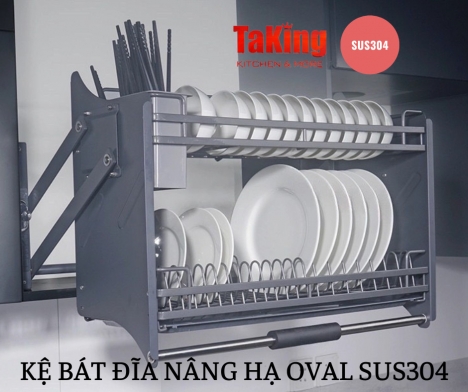 Kệ bát đĩa nâng hạ OVAL SUS304 700 TaKing