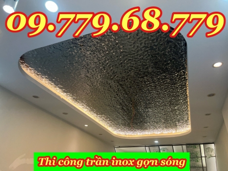 Thi công inox gợn sóng , trần ốp inox gợn sóng , tấm inox gợn sóng