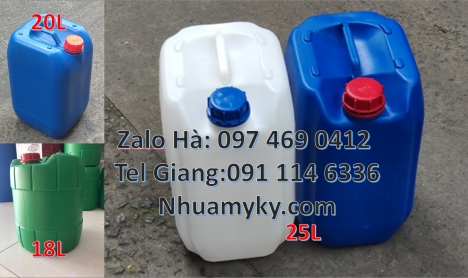can 25l đựng tinh dầu, can dẹp 30 lít đựng thuốc thú y giá rẻ, can 20l 1kg, can 25l xanh Can nhựa