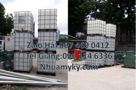 Thùng nhựa 1000L hàng nhập khẩu, Bồn nhựa 1 khối, tank nhựa ibc 1 khối, bồn nhựa 1000 lít đựng hóa c
