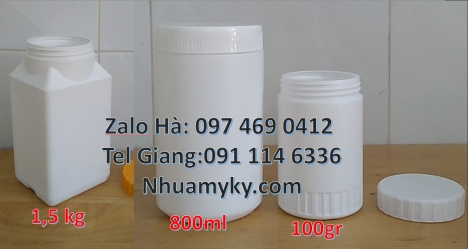 hũ nhựa hdpe trắng 1000ml, hũ nhựa hdpe 500gr, Hủ nhựa 1kg nắp vặn lùn, Hủ nhựa 1kg nắp vặn, hũ nhựa