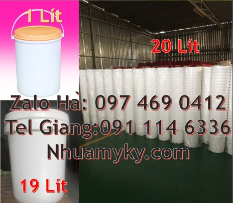 Xô nhựa nắp rót 18 lít thùng nhựa vuông 18 lít Xô nhựa Vỏ thùng đựng sơn 20 lít, Vỏ thùn