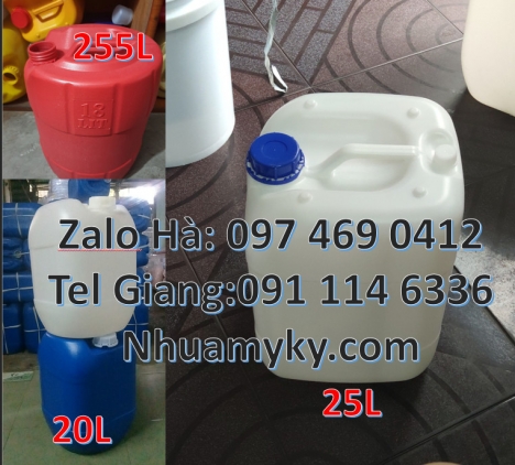 can 25l đựng tinh dầu, can dẹp 30 lít đựng thuốc thú y giá rẻ, can 20l 1kg, can 25l xanh Can nhựa