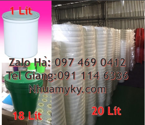 Xô nhựa nắp rót 18 lít thùng nhựa vuông 18 lít Xô nhựa Vỏ thùng đựng sơn 20 lít, Vỏ thùn