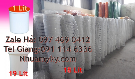 Xô nhựa nắp rót 18 lít thùng nhựa vuông 18 lít Xô nhựa Vỏ thùng đựng sơn 20 lít, Vỏ thùn