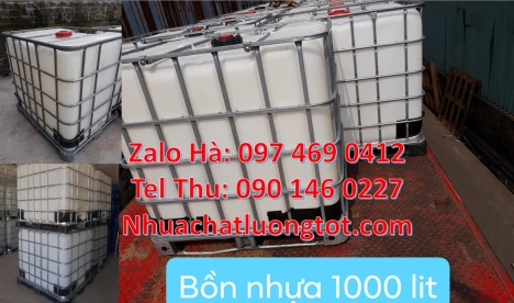 Tank 1000L đựng chất phụ gia thực phẩm, bồn nhựa 1000l đựng axit, Tank IBC 1000 lít, Thùng IBC 1000l