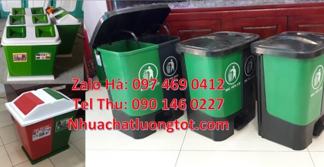 Thùng rác 3 ngăn bập bênh, thùng rác chống cháy Thùng đựng rác 3 ngăn composite, phân phối thùng đựn