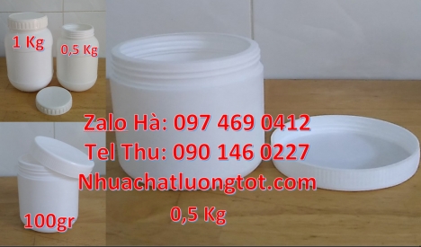 Hủ nhựa 500gr vuông đựng axit Hũ nhựa 2kg hdpe Hũ 0.5kg lùn, Hũ đựng nông dược Hũ nhựa 500gr đựng