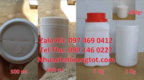 Hủ nhựa 500gr vuông đựng axit Hũ nhựa 2kg hdpe Hũ 0.5kg lùn, Hũ đựng nông dược Hũ nhựa 500gr đựng