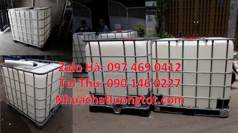 Tank 1000L đựng chất phụ gia thực phẩm, bồn nhựa 1000l đựng axit, Tank IBC 1000 lít, Thùng IBC 1000l