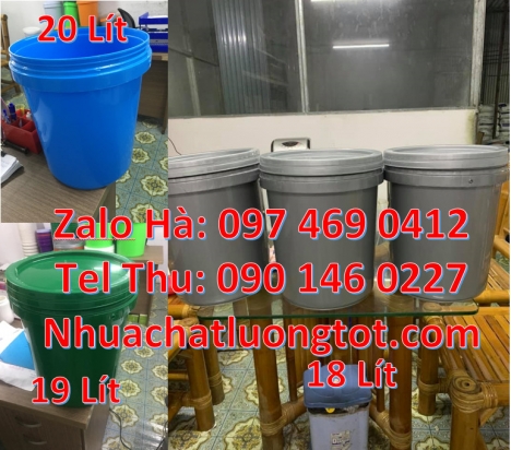 Xô nhựa 18 lít nắp chiết rót. Giá bán Vỏ thùng 20 lít quai nhựa, Xô nhựa 20 lít, lon nhựa