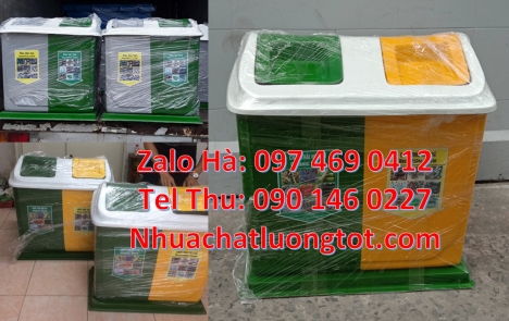 Thùng rác 3 ngăn bập bênh, thùng rác chống cháy Thùng đựng rác 3 ngăn composite, phân phối thùng đựn