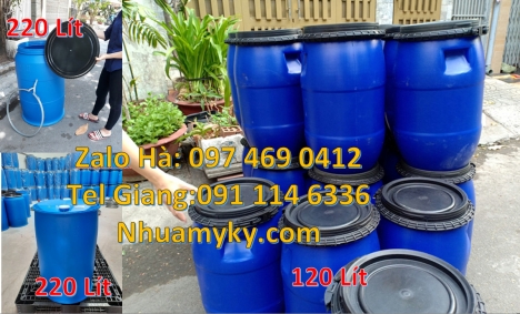 Phuy nhựa 150 lít nắp mở Giá bán thùng phi nhựa 30l, Thùng phi nhựa 200l, Thùng phuy đựng bột ngô,