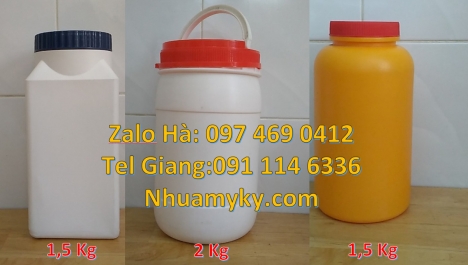 Hủ nhựa 1kg đựng phân bón, Hủ nhựa 500gr vuông đựng axit, hũ nhựa 100gr 200gr 250gr nắp vặn, hũ nhựa