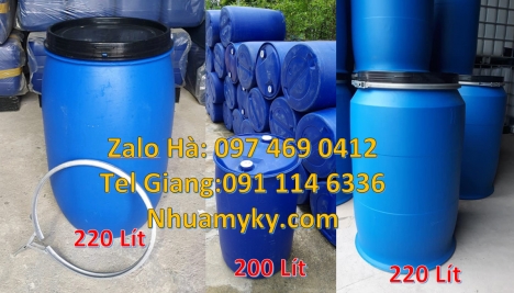 Phuy nhựa 150 lít nắp mở Giá bán thùng phi nhựa 30l, Thùng phi nhựa 200l, Thùng phuy đựng bột ngô,