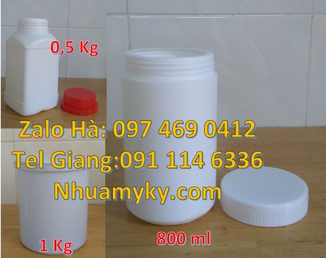 Hủ nhựa 1kg đựng phân bón, Hủ nhựa 500gr vuông đựng axit, hũ nhựa 100gr 200gr 250gr nắp vặn, hũ nhựa