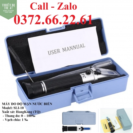 KHÚC XẠ KẾ ĐO ĐỘ MẶN Model: SLI-10  Xuất xứ: HongKong( TQ) Khúc xạ kế đo độ mặn SLI 10 được sử dụng