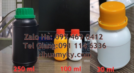 Chai nhựa 100 ml đựng hóa chất, chai 100 ml đựng dung môi Chai nhựa 50 ml đựng hóa chất chai 50 ml