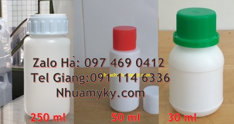 Chai nhựa 100 ml đựng hóa chất, chai 100 ml đựng dung môi Chai nhựa 50 ml đựng hóa chất chai 50 ml