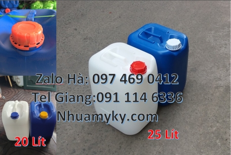 can vuông 30 lít hdpe đựng hóa chất can nhựa dày 25 lít đựng axit, can 20 lít đựng thuốc bảo vệ thự