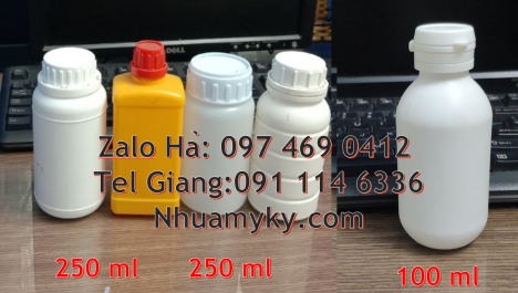 Chai nhựa 100 ml đựng hóa chất, chai 100 ml đựng dung môi Chai nhựa 50 ml đựng hóa chất chai 50 ml