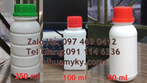 Chai nhựa 100 ml đựng hóa chất, chai 100 ml đựng dung môi Chai nhựa 50 ml đựng hóa chất chai 50 ml