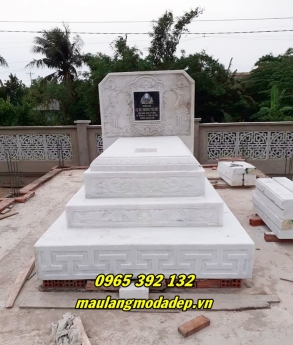 Đặt hàng mộ đá tam cấp nguyên khối lắp tại Bắc Giang