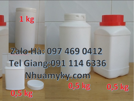 Hũ đựng axit, Hũ 1kg tròn đựng axit, hũ 0.5kg đựng axit. hũ nhựa 200gr đựng hóa mỹ phẩm, hũ nhựa