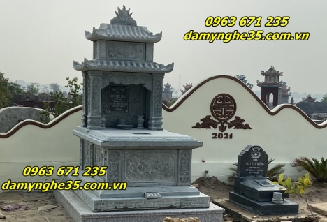 Mẫu mộ hai đao bằng đá đẹp giá rẻ bán tại Thái Bình