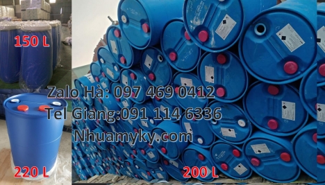 Phuy nhựa 120 lít, Phuy nhựa 150 lít nắp mở Thùng phi 200l, Thùng phi đai kiềng nhựa, Sỉ lẻ thùng ph