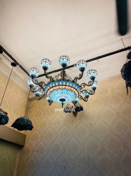 Đèn chùm tiffany xanh ngọc hiện đại
