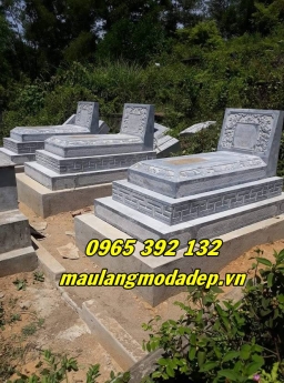 Mẫu mộ tam cấp bằng đá xanh tự nhiên lắp tại Vĩnh Phúc.