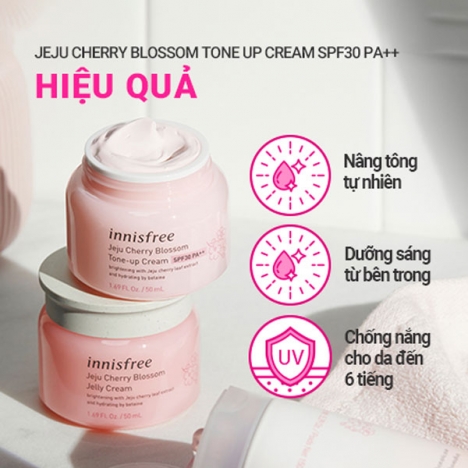 Kem Dưỡng Trắng Nâng Tone Da Innisfree Jeju Cherry Blossom Tone Up Cream