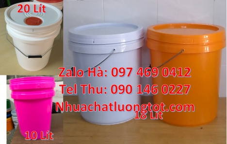 Xô nhựa 18 lít nắp chiết rót Thùng sơn 22l quai nhựa thùng sơn 18l quai sắt lon nhựa 1l giá