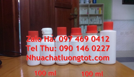 chai nhựa đựng nông dược, Chai 50 ml đựng thuốc sâu, chai 50 ml đựng mẫu thử Chai nhựa 100 ml trắng