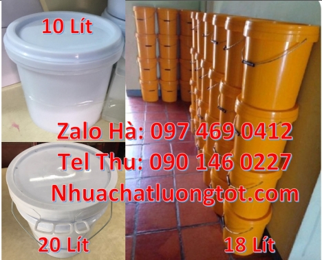 Xô nhựa 18 lít nắp chiết rót Thùng sơn 22l quai nhựa thùng sơn 18l quai sắt lon nhựa 1l giá