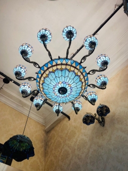Đèn chùm tiffany xanh ngọc hiện đại