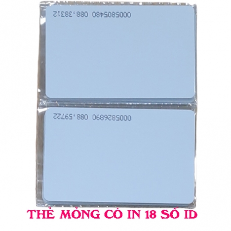 Bán 10 thẻ cảm ứng mỏng 18 số ID tần số 125khz độ dáy 0.8mm.Chuyên dùng cho máy chấm công